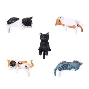 2026 Mini Cat Desk Figurinrd Set of 5 -Resin Multi-Pose Cute Cartoon Kitty Desk Decor for Home Office & Cubicle, Aesthetic Workspace Companion Gift