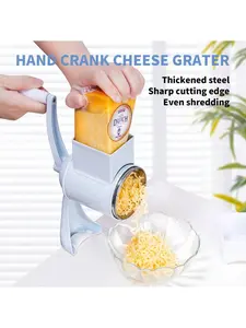 【Christmas Gift】Manual Rotary Cheese Grater Grinder,Rotary Nut Chopper Grinder With Hand Crank,Vegetable Slicer Drum Shredder Nut Chopper For All Nuts Walnut Pecan Chocolate Kitchen Steel Utensils Plastic Stainless Sturdy