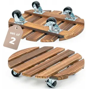 Plant Stand Outdoor Rolling Tray Plant Caddy with Wheels 12in Plant Caster with Wheels Planter Caddy Flower Cart Plant Dolly for Heavy Duty Large Plants Plant Rollers (2 Pack )
