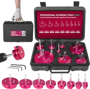 Premium 8Pcs PVC Pipe Reamer Kit - Complete Reamer Set, Fits Standard 1/2" Drills, Includes P3/4", 1", 1-1/4", 1-1/2", 2", 2-1/2", 3", 4" For Standard 1/2" Drills, Ideal for PVC, CPVC, ABS Pipes Hand Tools Tool Box