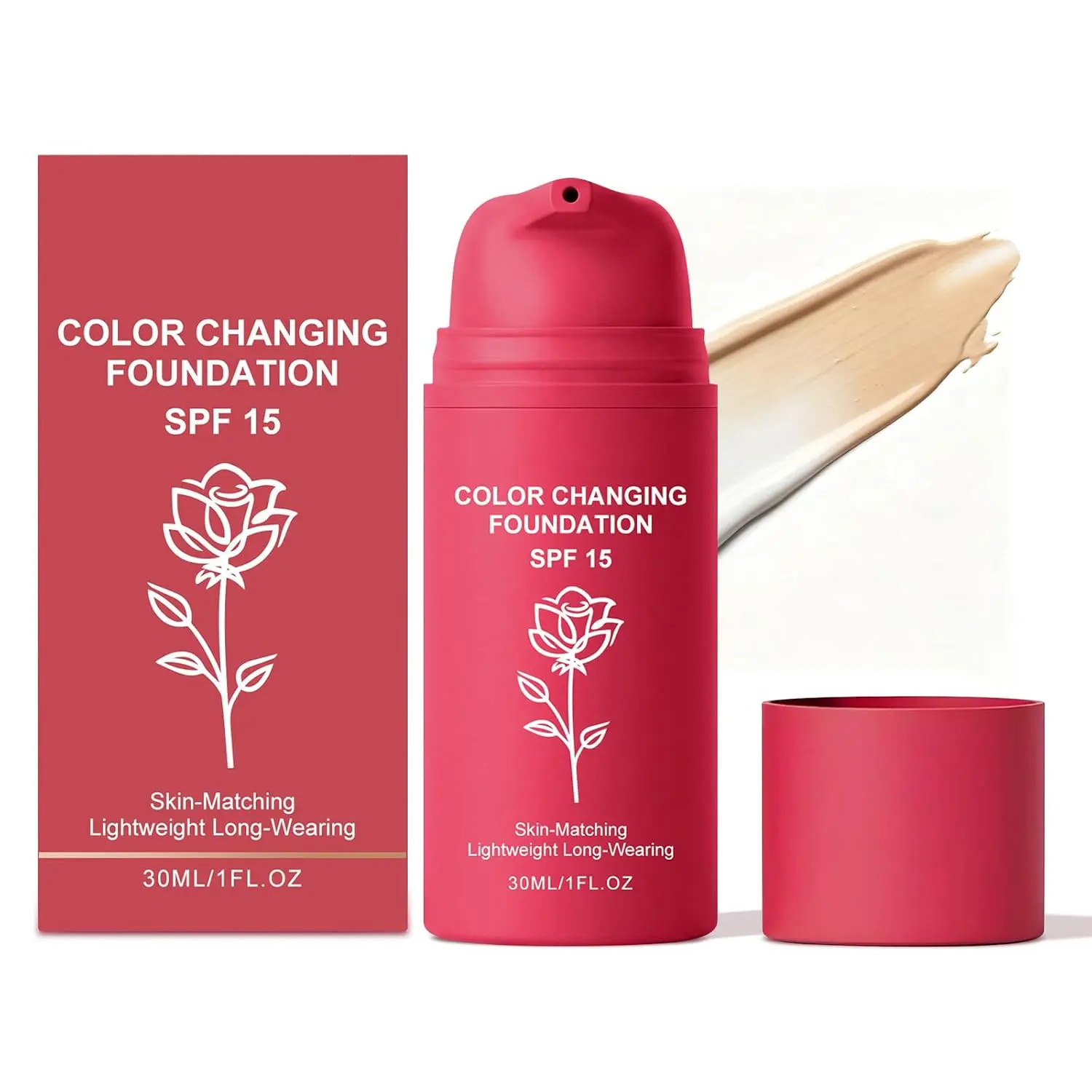 Color Changing Foundation & Concealer for Mature Skin, Self-Adjusting Shade, Moisturizing Hydrating, Fine Line & Wrinkle Coverage, Lightweight Anti-Aging, Natural Skin-Like Finish, 1pc Face Makeup