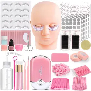 Eyelash Extension Kit for Beginners, Professional Lash Extension Kit with Mannequin Head, Lash Starter Kit with Lash Fan, Lash Extension Supplies for Practice Kit