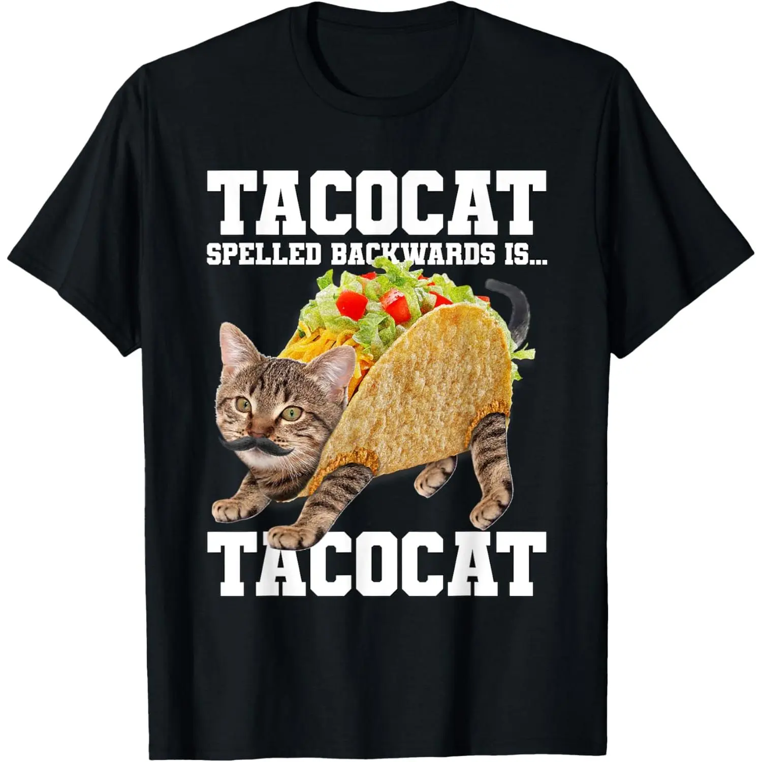 Women's Casual Cotton Short-Sleeve Round Neck Graphic T-Shirt - Taco Cat Spelled Backwards is Tacocat Meme for Silly Cat Lovers, Shortsleeve, Streetwear