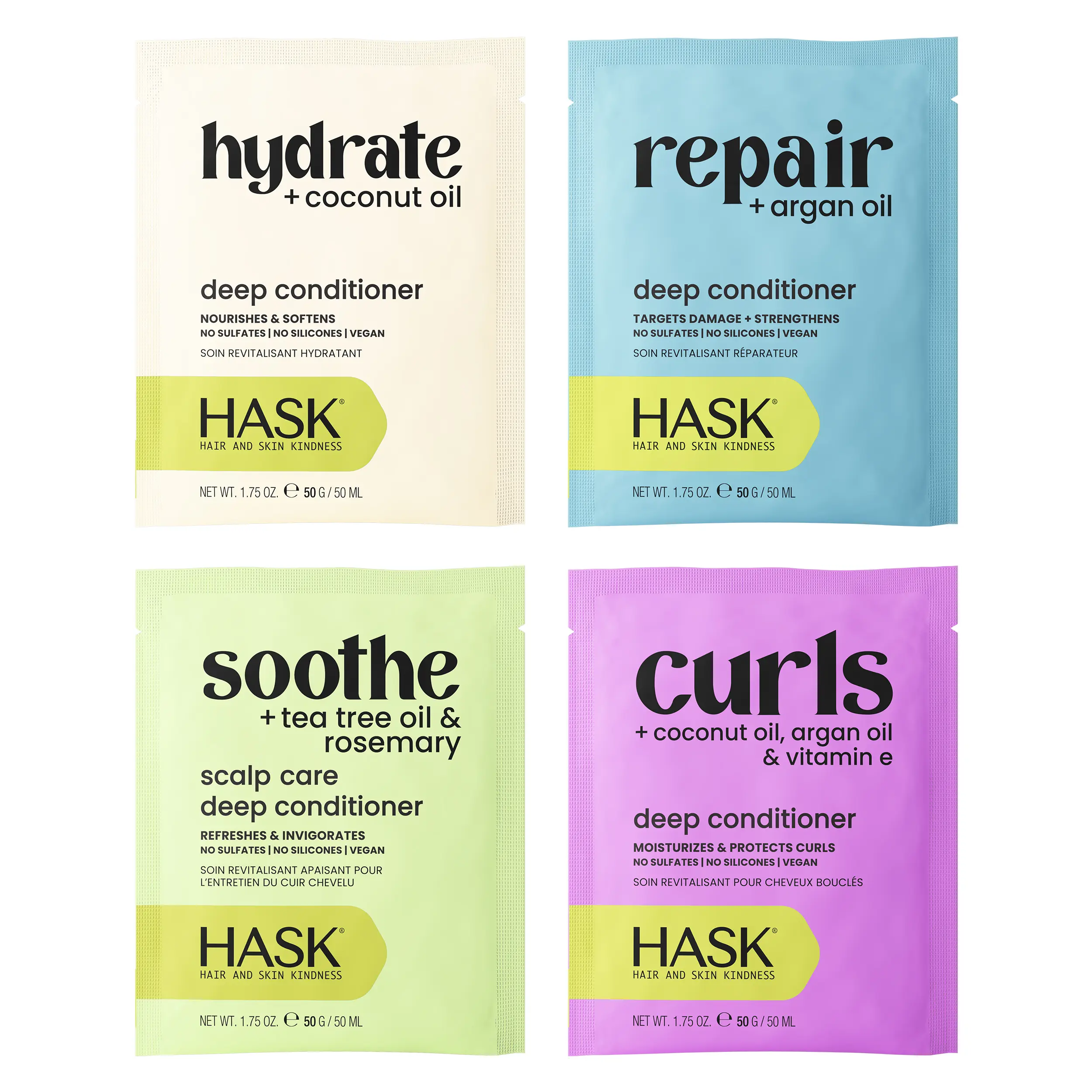 HASK Hydrate, Repair, Soothe & Curls Deep Conditioner Kindness Discovery Set