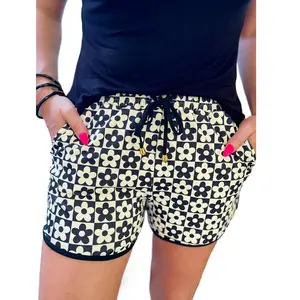 Znacicc Women's Casual Floral Print Drawstring Shorts Elastic Waist Shorts with Colorful Flower Design