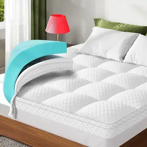 Dual-layer 3-inch memory foam mattress topper, queen size; 2-inch cooling gel memory foam plus; includes a 1-inch pillow top mattress pad cover with an 8–21-inch deep pocket.