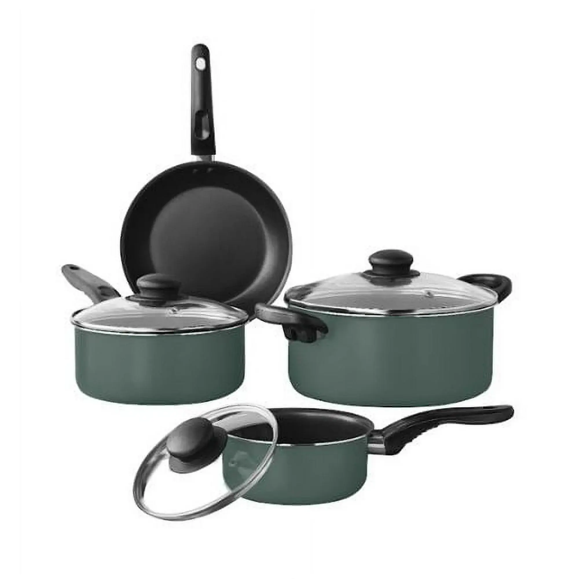 Aluminum Green Sage 7 Piece Non-Stick Cookware Set for Home Kitchen Lightweight Oven cookware s multicoloured easy to clean