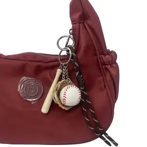 Mini Wooden Baseball Keychain Set Team Gift Softball Party Favors 1 Piece Ball Bat Hanging Accessory for Sports Fans