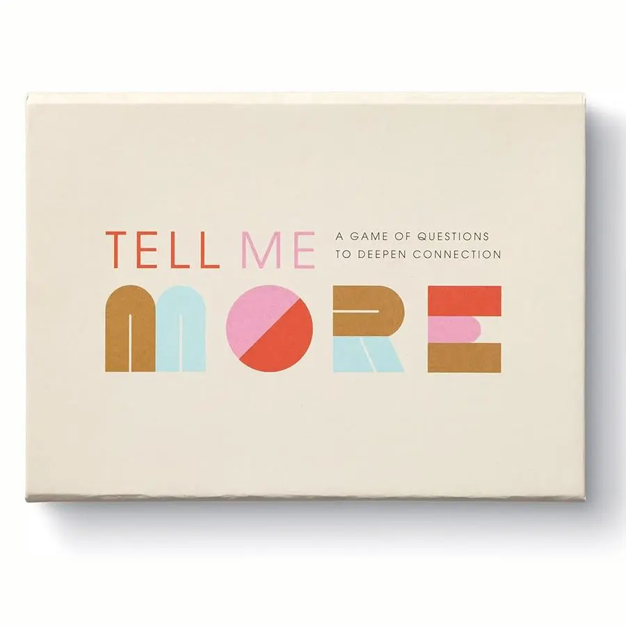 Tell Me More Conversation Starter Board Game - 52 Cards for 12+ Years, Dinners, Road Trips, Couples, Create Fun-Filled Memories, Inspire Quality Time, High Replay Value, Deep Connections