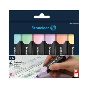 Schneider RED115097 1 mm Job Pastel Highlighters, Pack of 6