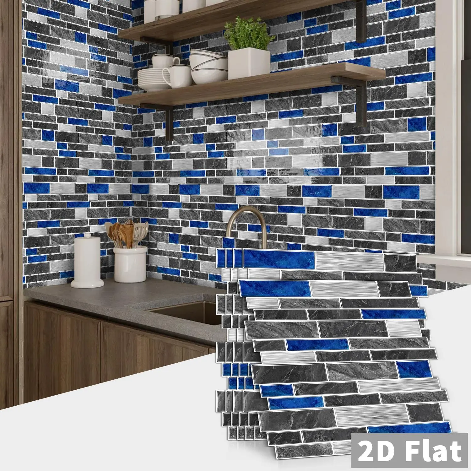8/16 Pieces Colorful Marble Backsplash Peel & Stick Decorative Wallpaper - Waterproof, Oil-Resistant For Kitchen, Bathroom, Living Room Decor