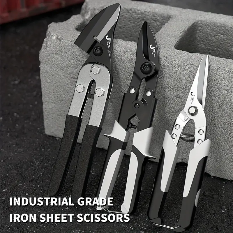 OUDISI Heavy Duty Scissor - Professional Industrial Metal Shears with Stainless Steel Blade, Multifunctional Cutting Tool (1 Piece) for Metal Plates, PVC Pipes