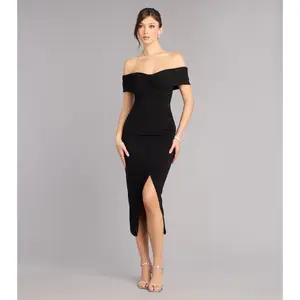 Karol Off-The-Shoulder Midi Formal Dress
