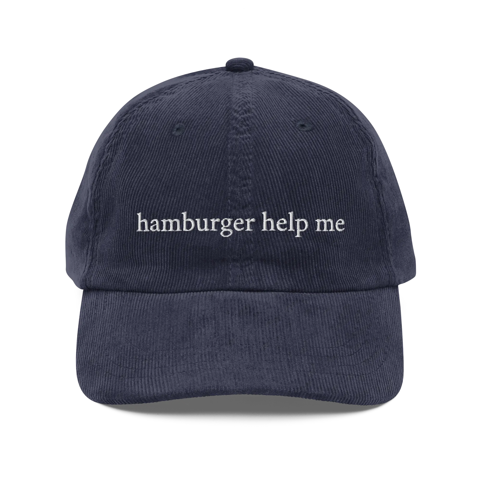 Hamburger Help Me Funny Corduroy Hat - Classic Design for Casual Wear
