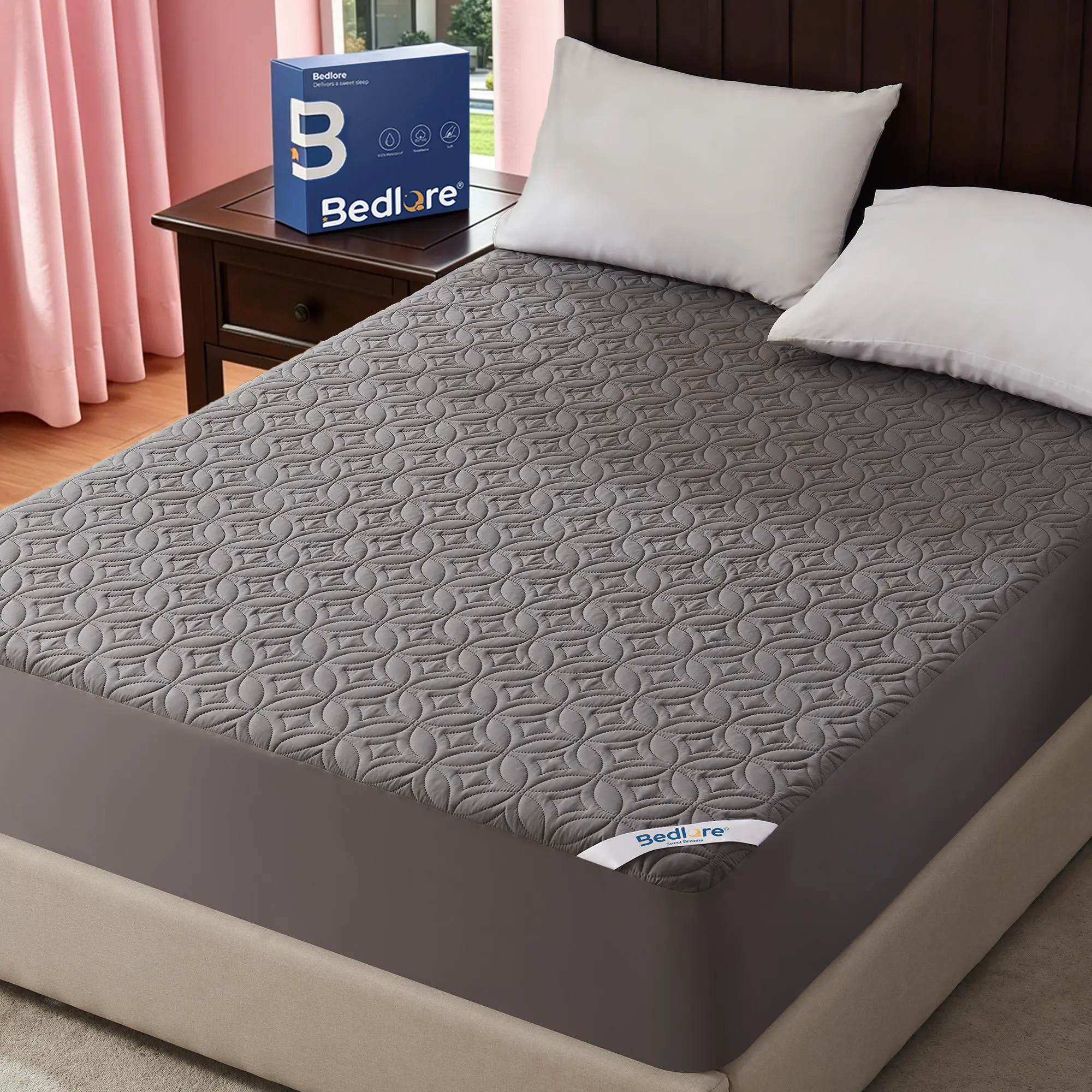 【SummerWins】BEDLORE Cooling Waterproof Fitted Sheet Big Copper Coins | Bamboo Deep Pocket Mattress Cover | Soft Breathable Non-Slip],back to school,back to school shopping,home decor