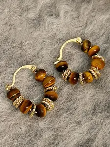 Fashionable hoop earrings, amber color artificial gemstone earrings, women's stackable design, suitable for daily wear as jewelry gifts