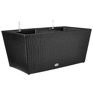 DMC Resin Indoor/Outdoor Rectangular Self-Watering Wicker Vista Planter, Black, 32in