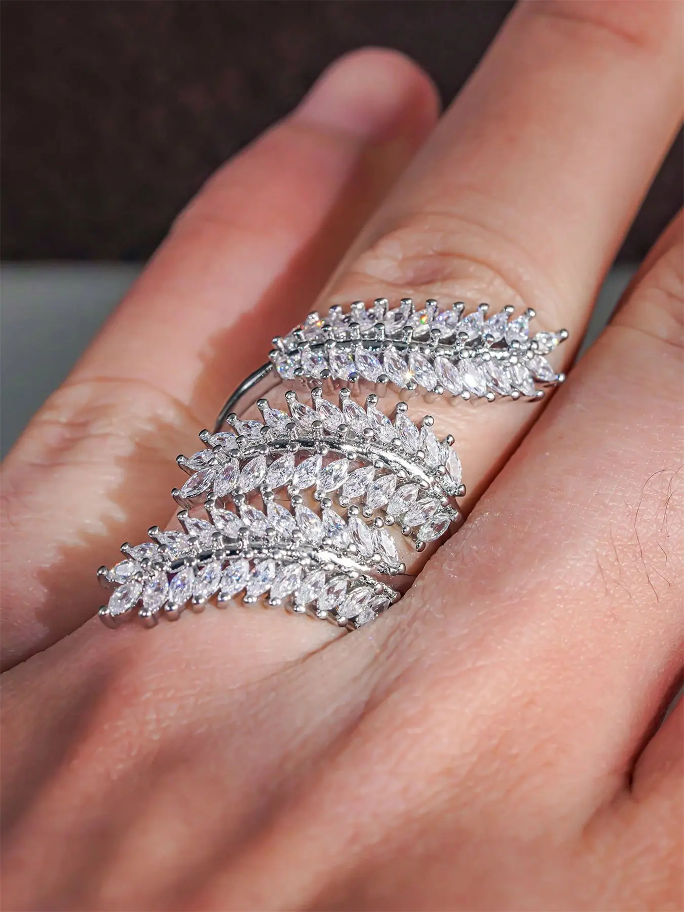 1 PC Luxury Cubic Zirconia Double Layered Stackable Ring For Women For Wedding Engagement Anniversary Party Jewelry Valentine's Day Gift Dainty Stacking Rings
