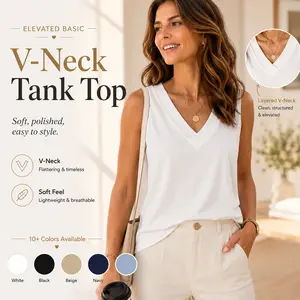 WIHOLL Tank Tops for Women Summer V Neck T Shirts Trendy Sleeveless Basic Tee Loose Fit 2025 Fashion