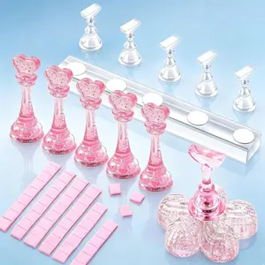 4-piece set Nail Stand for Press On Nails Display Practice Art Painting Magnetic Fake Nail Holder for Painting Nails Stand for False Nail Designs with Reusable Putty for Home DIY Beginner Salon Supplies Manicure Accessories Manicure Nail Kit