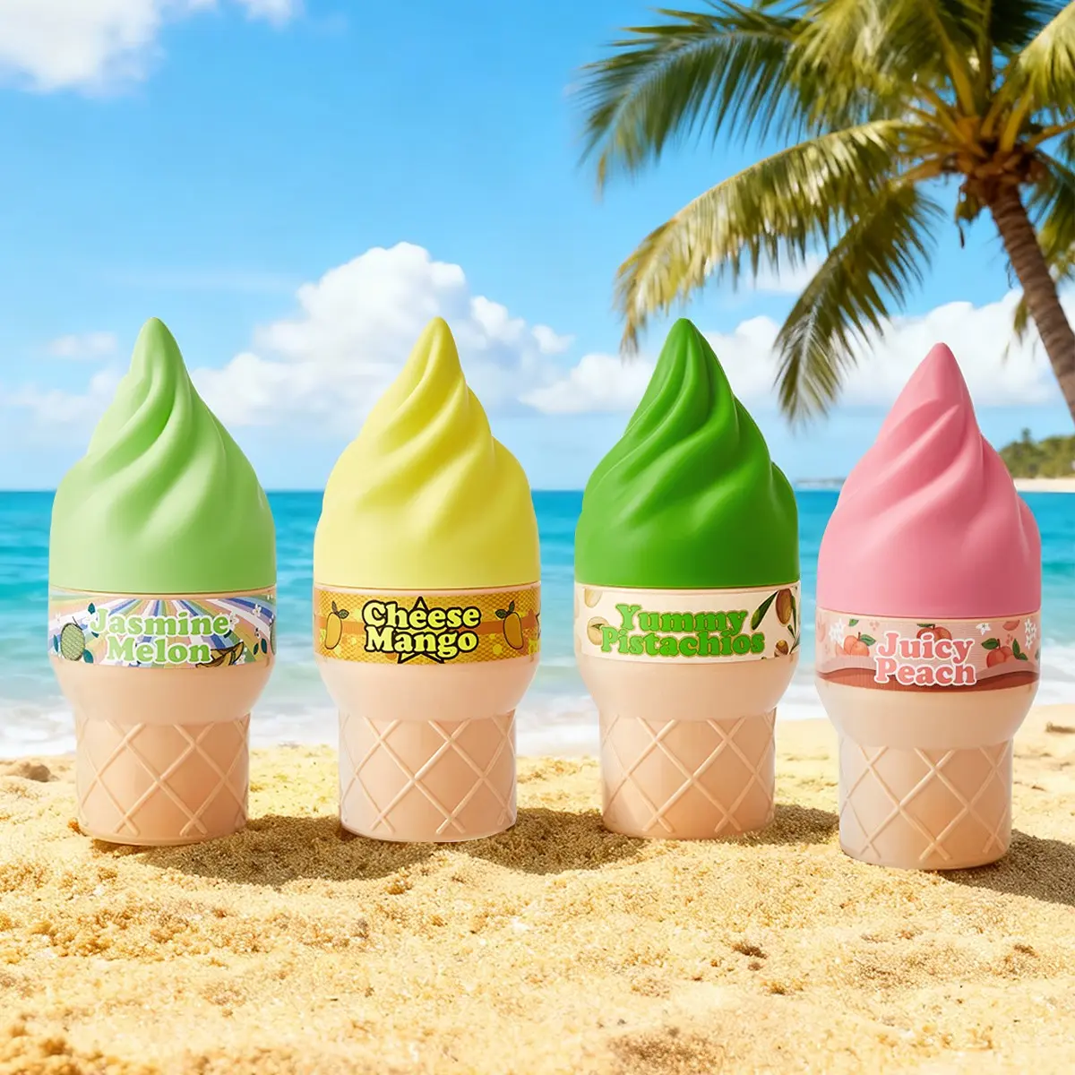 4-Pack 100ML Ice Cream Shape Perfume Gift Set, 4 Bright Fruity Floral Scents Eau De Toilette, Long Lasting Daily Summer Fragrance Spray for Women