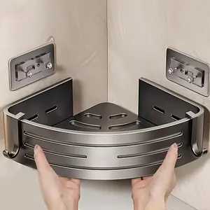 Hook up corner shower rack, no drilling required shower organizer, suitable for bathrooms and kitchens, self-adhesive wall mounted storage rack, rust proof shower rack basket, the best choice for storing accessories, Shower Caddy