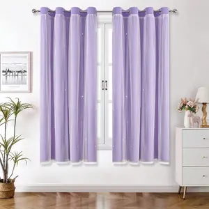 1 Count Dreamy Star Blackout Home Decoration Curtain, Dustproof Sunlight Protection, Contemporary Style Drapes, Ideal for Fairy Tale Sleep Environment