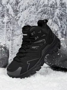 Women's Plus Size Hiking Shoes, Warm Wool Lining, Durable Winter Snow Boots, Anti-Slip Sole, Lace-Up and Side Zipper, Outdoor Adventure Gear, Tactical Hiking Boot, Trekking Shoes