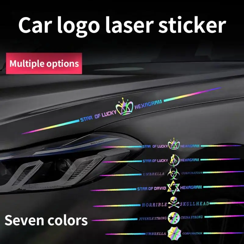 Colorful Reflective Laser Car Decoration Stickers, Car Decorative Sticker, Cool Car Door Body Waterproof Sunscreen Decals, Car Logo Refit Stickers