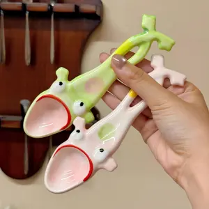 Frog Ceramic Spoon for Fishing Lures - Food Grade, Lead-Cadmium Free, Heat Resistant, Cute Playful Tableware for Kids, Spoons