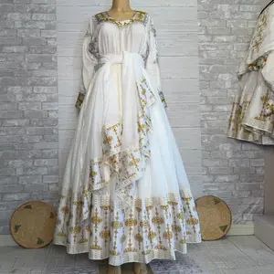 Habesha dress , Ethiopian and Eritrean traditional dress እጅ ጥልፉ white Ethiopian dress
