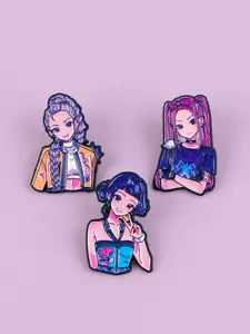 3pcs/set Anime Girl Zinc Alloy Enamel Brooch Pins, Trendy Cute Punk Style Accessories, Perfect Gift for Her, All Seasons Casual Wear