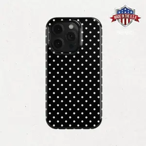 Polka Dot Tough Phone Case - Aesthetic Black and White Cover For Iphone 16 15 14 13 12 11 X - Phone Cases Phone Cover Hard Case Tough 2-piece Phone Case Compatible with Samsung Galaxy S25