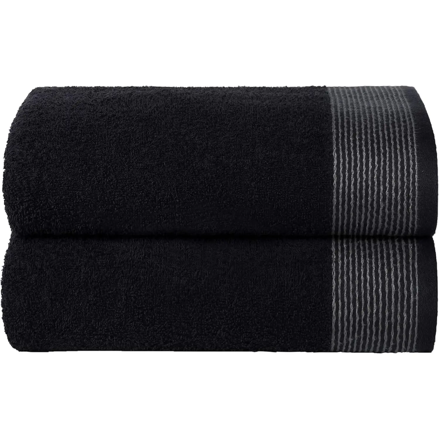 100% Cotton 2-Pack Oversized Large Size Bath Towel Set, 28x55in Absorbing Bath Towels, Ultra Soft, Breathable, Water Absorbent, Quick Dry, Lightweight, Ideal for Gym Travel - Black