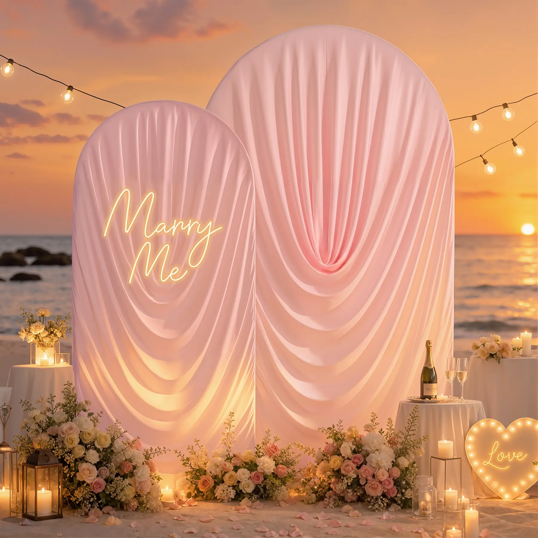 Polyester-Spandex Stretch Arch Cover, Reusable Wrinkle-Free Soft Fabric Draped Backdrop for Arch Frame, Party Background Decoration with Graduation Theme Element Festive Backdrops & Banners, Customizable with Flowers and Accessories for Weddings