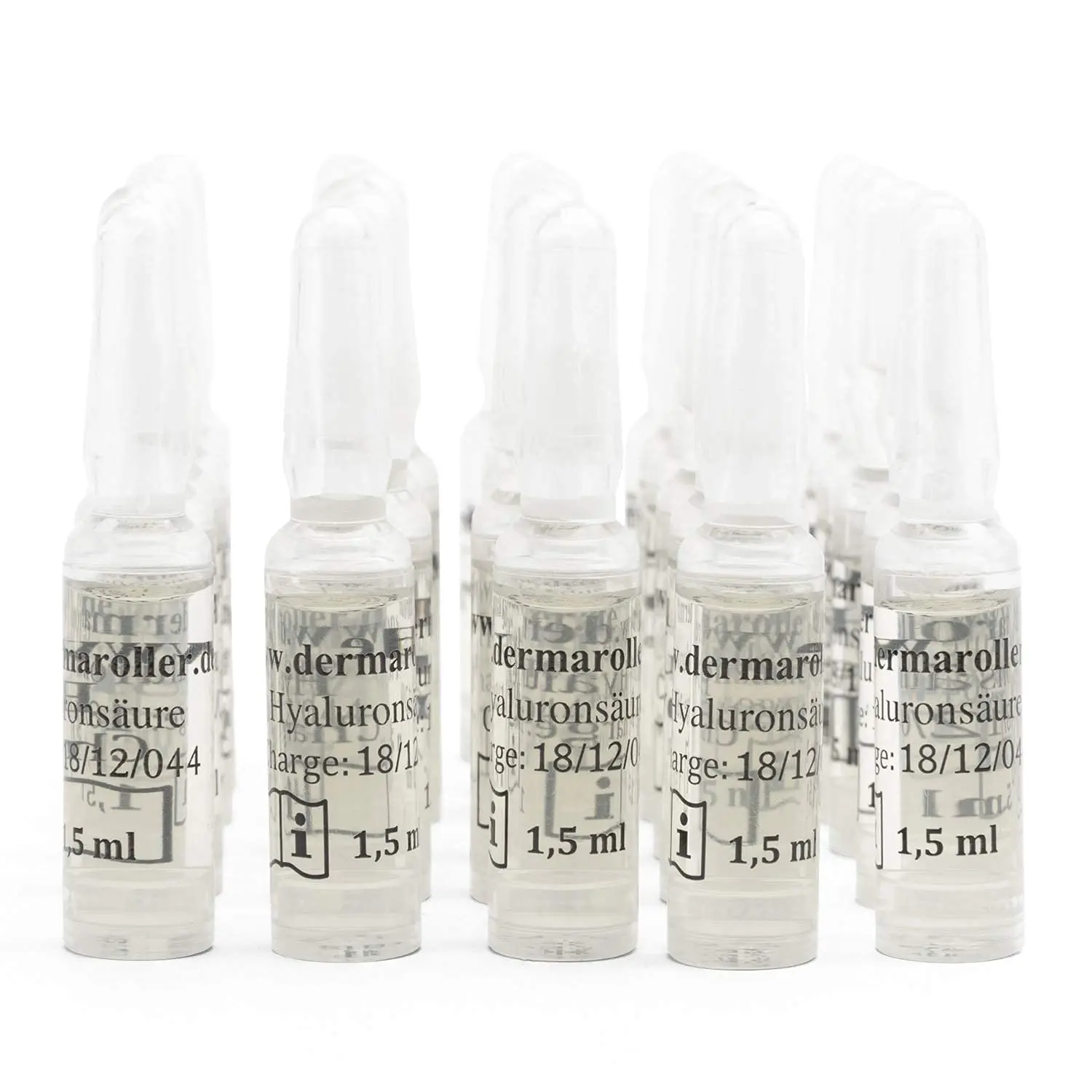 Dermaroller Hyaluronic Moisture Acid Ampoules Serum, 30 Pc of 1.5 ml Tubes Hyaluronic Acid Hydrate Skincare Smooth