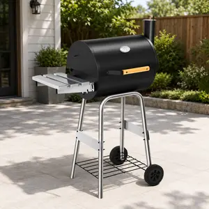 Compact Charcoal Grill-Barrel Smoker for 2-3 People, Small Double-Sided Foldable Firebox, 5-Burner Portable Tabletop Off-Grid Grill Stoves, Ideal for Camping & Apartments (Sports & Outdoor Camp Kitchen Gear)