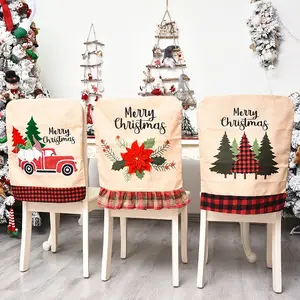 Christmas Decoration Fabric Santa Claus Chair Cover Set, New Style Christmas Decorations for Tables Chairs Seats Backs