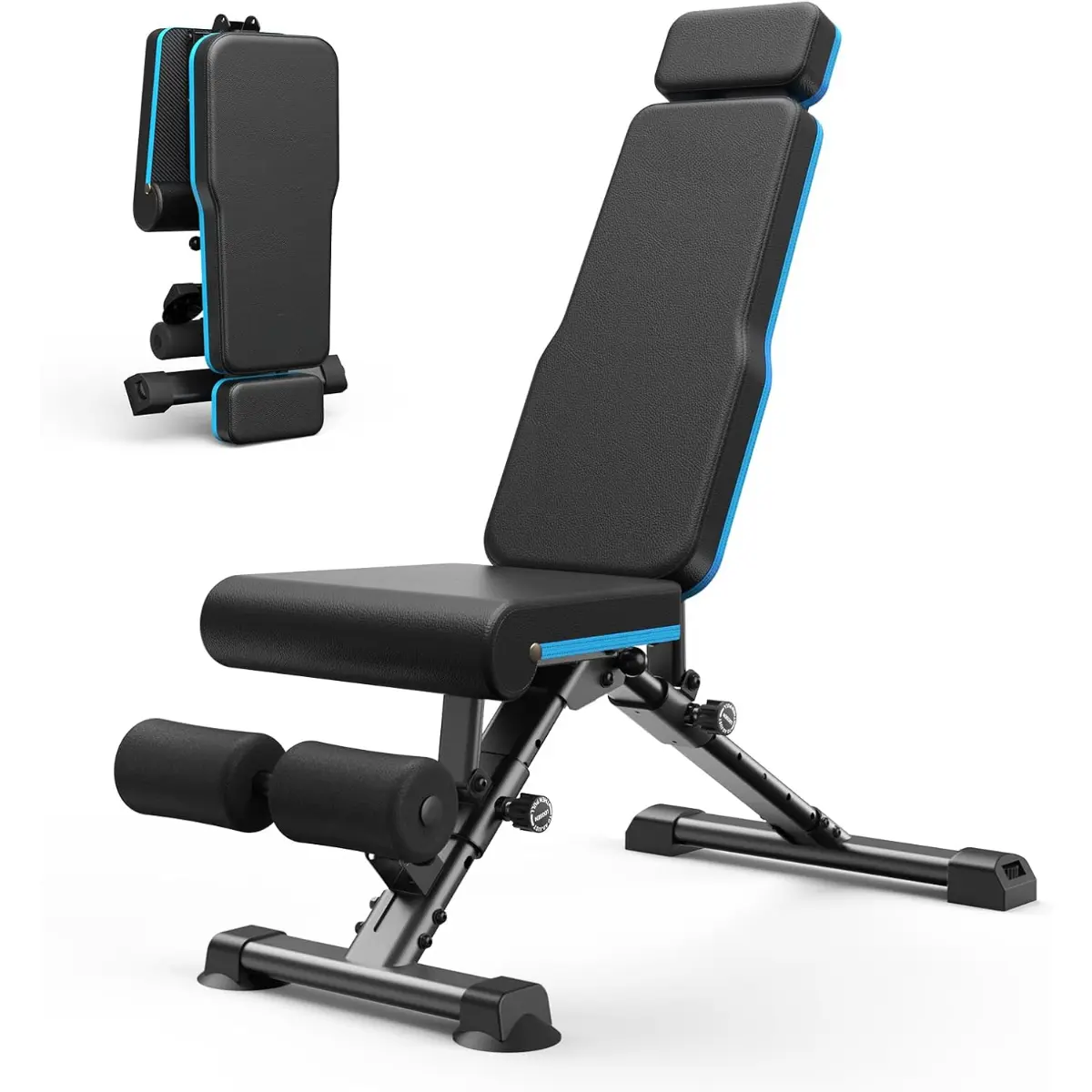 Adjustable Weight Bench, 990 lbs Quick Fold Weight Bench Suitable for Home Gym, Exercise Bench with Extended Head Support, Adjustable Incline, Decline, and Flat Multifunctional Bench Press Suitable for Full Body Workout
