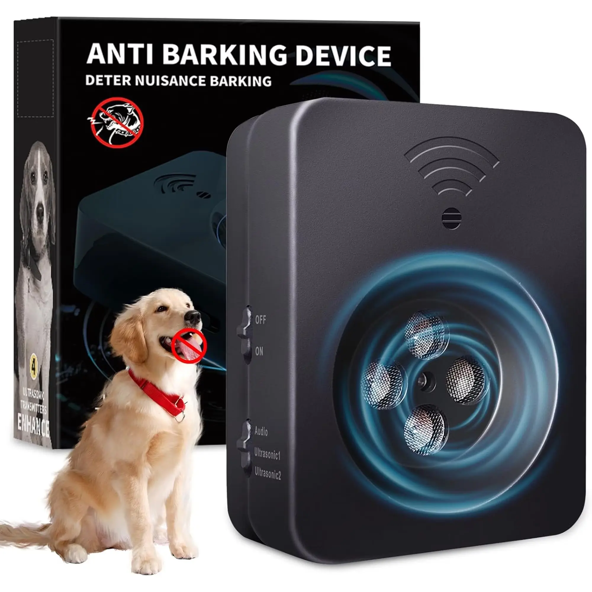 Tlettsteinkle Anti Barking Device, Ultrasonic Dog Barking Control Devices with 3 Modes, Rechargeable Ultrasonic Bark Box Dog Bark Deterrent Devices for Indoor & Outdoor