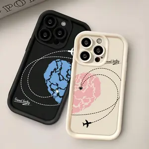 Cute Couple Love Heart TPU Smartphone Casing - Shockproof, Durable Protective Cover for iPhone 11-16 Devices, Travel-Designed Handheld Accessory, Couple Gifts, Mobile Phone Accessories
