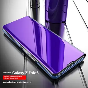 Phone Case for Samsung Galaxy Z Fold7/6/5/4/3, Full Protection Folding Cover, Anti-Drop Shockproof Durable Protective Electroplated Mirror Finish, Soft Hard Stand Holder, Smartphone Casing