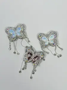 Sparkling Crystal Butterfly Pendant Handcrafted Jewelry fascinating Rhinestones Material Necklace and Bracelet Decoration Enhancing Elegance Diamond phone charm silicone pick charm bead pen sale