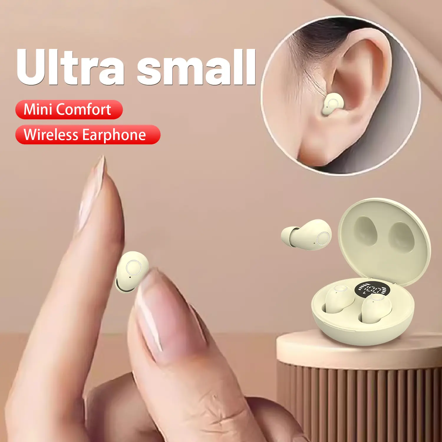 INSONIXN Mini Wireless Bluetooth 5.3 In-Ear Earbuds with Touch Control, LED Display, High Fidelity Sound, Noise Reduction, Charging Function – Electronic Digital Audio Device for Android, Sleep, Exercise tiktokshopbacktoschool