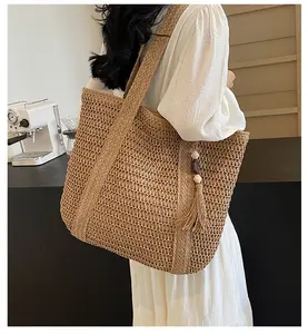 2026 New Large Capacity Fringe Accessory Straw Beach Bag, Perfect for Vacation Travel Shopping Outdoor Use, Stylish and Versatile