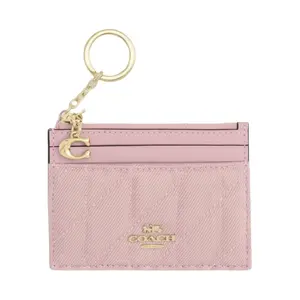 COACH Quilted Zip Closure Card Holder Mini Bag for Women in Light Pink