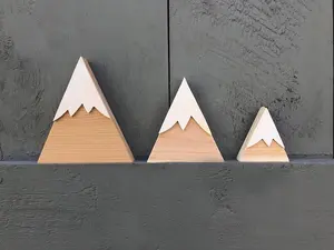 Small Wooden Mountains Setof 3, Shelf Sitters, Decorative Mountains, Little Wooden Mountains, Wood Mountains, Handmade Mountains