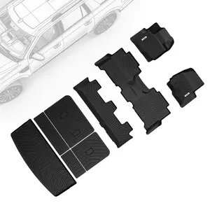 OEDRO TPE Floor Mats fits 2018-2024 Ford Expedition / Expedition Max Bench, 1st, 2nd, 3rd Row & Trunk Mat & Seat Back Mat, All Weather, Waterproof
