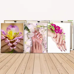 Wooden Framed Canvas Painting, 3 Counts/set Nail Art Poster, Modern Art Wall Decoration, Home Decoration Poster, Room Mural, Bedroom Wall Decor, Modern Floral Paintings, Artwork, Modern Art Design