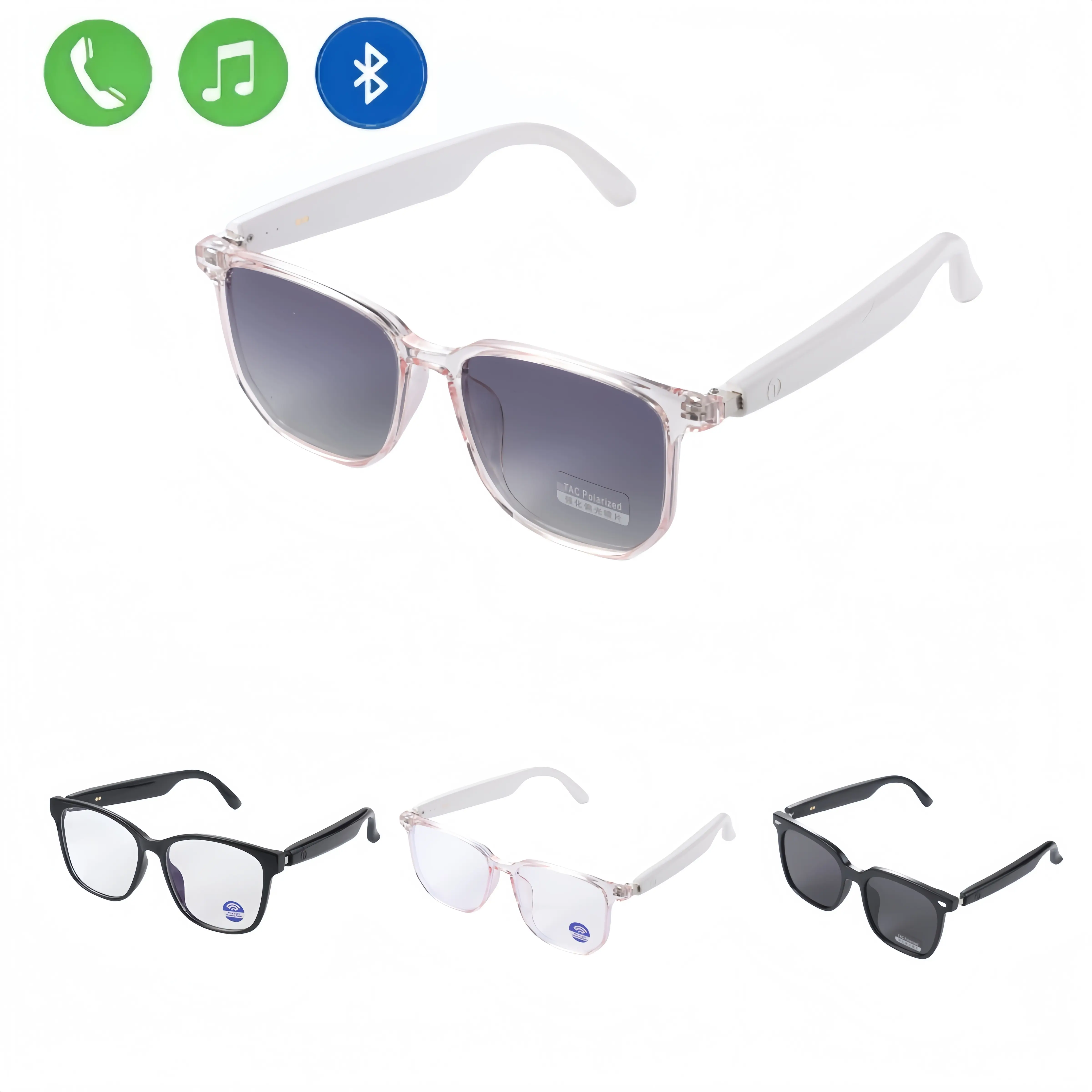 Multifunctional Music Smart Glasses - Wireless Bluetooth Wearable with Built-in Mic, Speakers, UV Protection, Waterproof, Unisex Fit for Motorcycle, Fitness Use